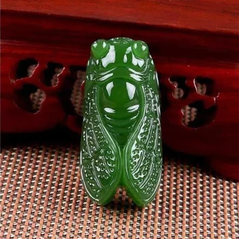 Натурален Зелен Нефритови Медальон Ръчна изработка 