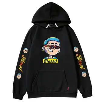 Blessd Merch Hoody Унисекс С дълъг ръкав, Дамски Мъжки hoody с качулка 2023, Градинска облекло Harajuku, облекло за хип-хоп рапъри.