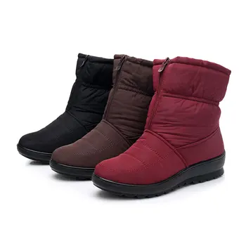 2022 Зимни обувки, дамски зимни обувки, непромокаеми Топли плюшени модни дамски обувки, дамски обувки, ботильоны, Черни, червени KT003