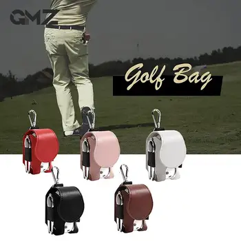Чанта Мини джоб за съхранение на кожени топки за голф с катарама на Притежателя, чанти за съхранение на 2 топки, Аксесоари за съхранение на голф игрище (на топка не е включен в комплекта)