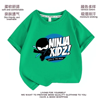 Ninja Kidz, детски дрехи, Памучни тениски с къс ръкав, детски hoody, върхове с герои от анимационни филми за тийнейджъри, тениска за момчета и момичета, облекло