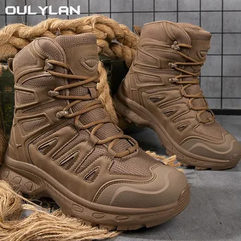 Градинска военна туризъм обувки Мъжки високи обувки за пустинята Мъжки тактически обувки Здрава тренировочная обувки Спортни ботильоны за катерене