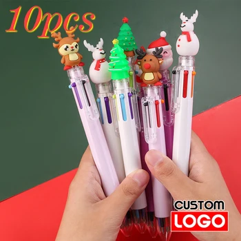 10шт Химикалка писалка Дядо Коледа 6 цвята с потребителски логото, Стационарната химикалка за подпис като Коледен подарък, Училище, офис, търговия на Едро с надпис