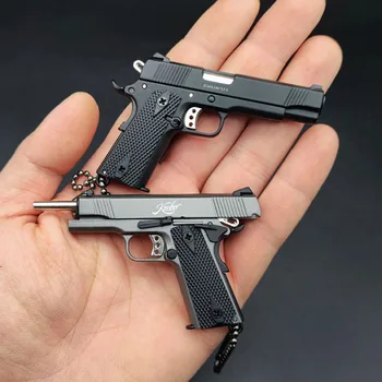 1:3 Черно мини пистолет КИМБЪР 1911, играчки-пистолети, умален модел, ключодържател, подарък играчка от метални сплави (не може да стреля)