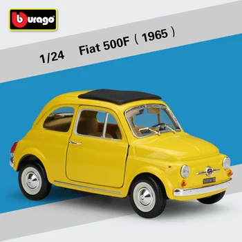 Bburago 1:24 FIAT 500F Гласове под натиска на автомобили и играчки превозни средства, Модел на автомобила в миниатюрен мащаб Модел кола Играчки за деца