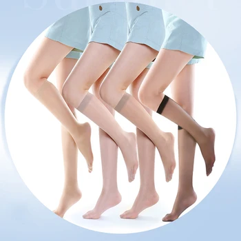 1 чифт секси чорапи от прозрачен кристал коприна, тънки Летни найлонови чорапи, дамски чорапогащи над коляното, за жени