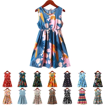 Ежедневни рокли за момичета 2022, Нови летни детски костюми с флорални принтом, празнични рокли на принцеси за рожден Ден от 3 до 12 години