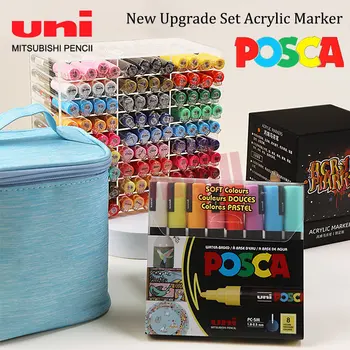 Япония UNI POSCA Набор от Цветни Маркери PC-1M Акрилна Боя Mark 0.7 mm Плакат на Графити Дръжка Албум За Рисуване на Манга изкуство доставки Канцеларски материали