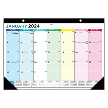 1 брой Стенен календар в 2024 година 2024-2025, стенен календар за 18 месеца, считано От януари 2024 до юни 2025 година, окачен на кука