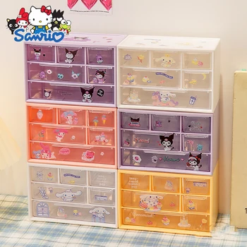 Cartoony кутия за съхранение на Sanrio с девет отделения на Кутия за съхранение на малки предмети, кутия за съхранение на работния плот, Скъпа кутия за съхранение на бижута и канцеларски материали