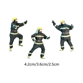 3-кратна модел на пожарникар, експанзионистична компоновку фигури на хора за микроландшафтного оформяне на работния плот, оформление сладкиш на масата в приказна градина