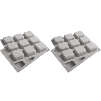 4 опаковки силиконови форми за сапун с 9 кухини Квадратна форма за сапун DIY Силиконова форма на ръчен труд за мыловарения