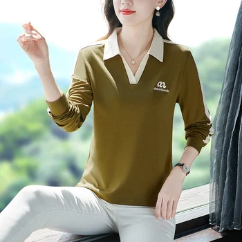 Висококачествени дамски ризи с къси ръкави, модни Корейски блузи с дълги ръкави във формата на малка коне, ежедневни ленени ризи, дамски отложной яка, копчета