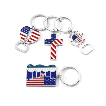 Американски Флаг Креативна Отварачка За Бутилки Ключодържатели Флаг на САЩ Метална Емайла Медальон Ключодържатели за Мъже, Жени, Модни Бижута Подарък за Приятели