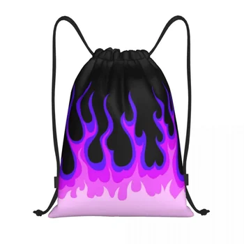 Лилаво Класическа раница Racing Пламъка на съвсем малък, женски мъжки раница за фитнес, преносим пазарска чанта Flaming Fire, bag-чанта