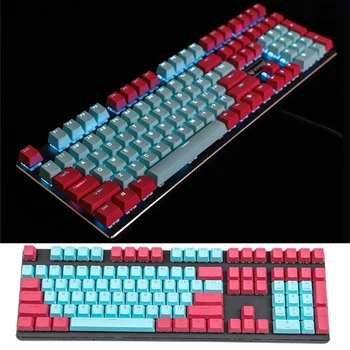 108 Клавиатури клавиатури капсули два цвята прозрачен клавиатура OEM Height Keycap forMX Ключове червено синьо Набор от клавиатури капсули