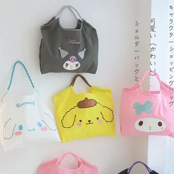 Sanrio Kawaii Kuromi Холщовая Чанта Cinnamoroll My Melody Аниме Рисунка Сладък Супермаркет Креативна Голям Капацитет На Полезна Чанта За Пазаруване