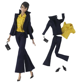 Син комплект дрехи / риза + coat + панталони + чанта + обувки / дрехи есен облекло за кукли Барби дължина от 30 см Xinyi ST FR