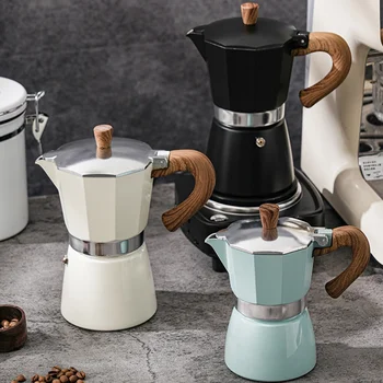 Класически саксии кафе Moka, Алуминиева кафе машина, кафе саксии за приготвяне на Еспресо е в американски стил, капацитетът 1-6 чаши (50-300 МЛ)