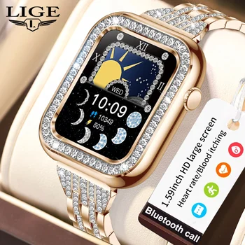 Дамски умен часовник LIGE с Bluetooth-разговори, водоустойчив smart-часовници, следи кръвното налягане, кислород, здраве, гривни за Android и iOS