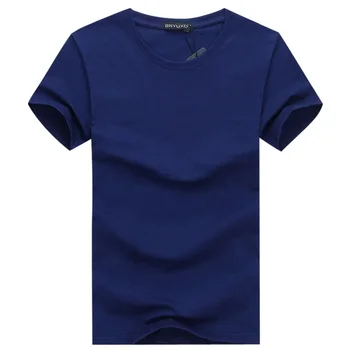 A2904 Прост креативен дизайн на линия едноцветни памучни тениски За мъже, Ново записване, Стилна Мъжка фланелка с къс ръкав, плюс размер