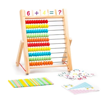 Математика за деца - дървена abacus със 100 мъниста за сметки, събиране, изваждане и още много други