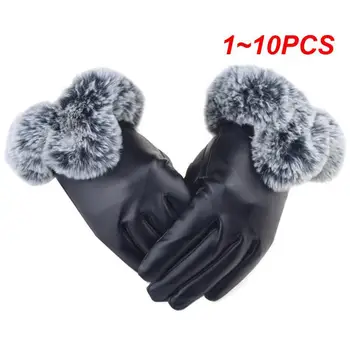1 ~ 10ШТ Ръкавици От Естествена Кожа Удобни и Стилни Запазване на Топлината Пълна Защита на Пръстите За Управление на Спортни Ръкавици под формата на Зайче