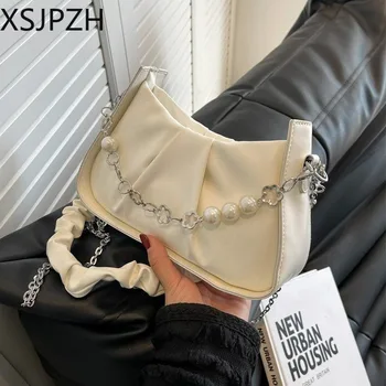 Облак чанта френски дизайн, дамски новост 2023 г., модни плиссированная чанта под мишниците, висококачествена чанта през рамо Tideway