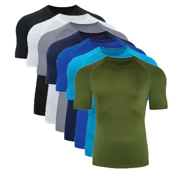 Мъжки Дамски компресиране тениска за бягане с къс шал яка, за да проверите за фитнес, баскетбол, футбол, ски, тренировки във фитнеса, долна облекло 09