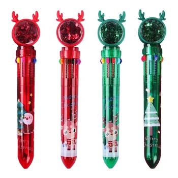 Коледна химикалка химикалка от 5 теми, прибиращ се многоцветен химикалка писалка 10 в 1, директна доставка