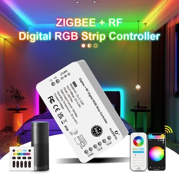Контролер led лента ZigBee RF за приложения Brightness Color Smart Light Control 9 динамични режими на Светлинния ефект за WS2811 WS2812