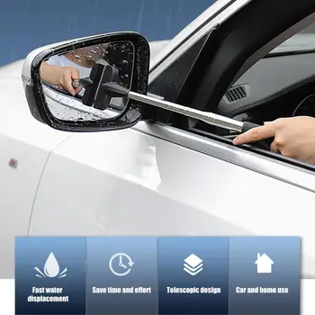 Авто чистачки Телескопична Пречистване на ракелей за страничните огледала на автомобила с дълга дръжка чистачките от естествен каучук, Мултифункционален автоматично за автомобили