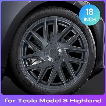 4ШТ капачката на колелото Highland Performance, разменени капачката на колелото, автомобили кутията с пълна джанта, 18-цолови аксесоари за новата Tesla Model 3 2024