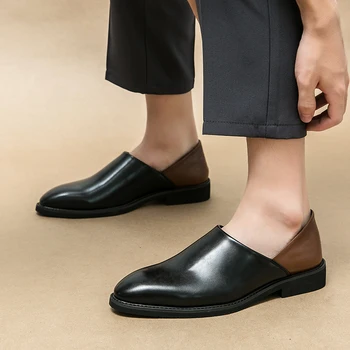 Елегантни Мъжки Модел Обувки Лоферы От Лачена Кожа в стил Мозайка, Мъжки Ежедневни Бизнес Обувки За Шофиране, Официални Светски Обувки На Плоска подметка, Сватбени Мокасини