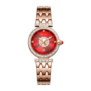 Дамски Автоматичен часовник DITALING 28 мм, луксозни дамски модни механични ръчни часовници, Водоустойчиви, Украса от австрийския кристал, Дата