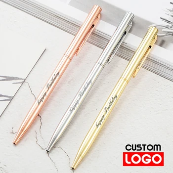 Нова метална химикалка химикалка Химикалка от розово злато Потребителски Лого, Рекламна Химикалка писалка С гравирани с Името на Рекламни дръжка