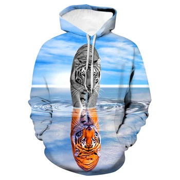 Тенденция самоличността на Тигър 3D Hoody y2k Върховете Модни градинска дрехи Мъжки Женски пуловер с дълъг ръкав Hoody Мъжки градинска облекло