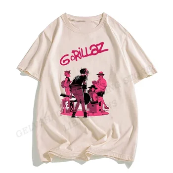 Тениска Gorillaz, Мъжки Модни тениски, Памучен тениска, Дамски Топ, Детска Тениска в стил Хип-Хоп, Тениска С къс ръкав, Рок-група Camiseta Hombre