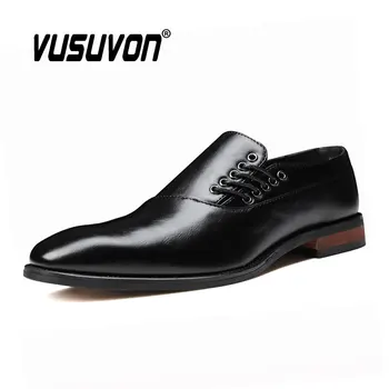 Модни модерен мъжки обувки-дерби от мека спилковой кожа гумена подметка, луксозни маркови сватбени черни ежедневни лоферы