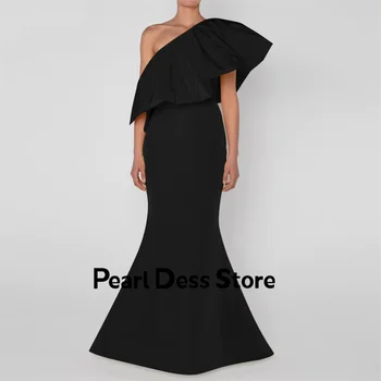 Перлена рокля, секси черна рокля за абитуриентски бал 2023, вечерна рокля с риба опашка с едно рамо, вечерна рокля за официални събития, Robe De Soiree Vestido