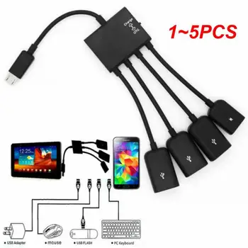1-5 бр. 4-портов хъб, Micro USB 2.0, 4-В-1, OTG-хъб, кабел-захранващ адаптер за вашия телефон Android, tablet PC