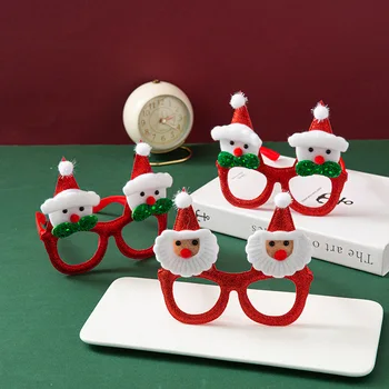 Коледни очила от нетъкан текстил Коледни Очила на Дядо Коледа под формата на снежен човек, Подаръци, Декори за фотосесия, С Нов 2024 година, Подаръци за Коледното парти