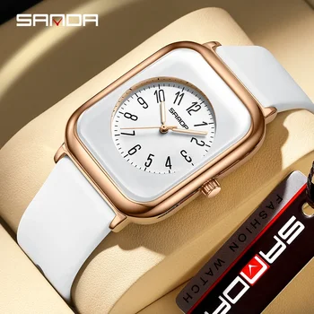 2023 Нови кварцови часовници Casual Fashion Ms. Гледайте с прости циферблат 30 м Водоустойчива устойчива на износване натурален силикагел Reloj 1135