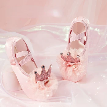 Балет апартаменти за танци обувки за момичета възрастни 3D мрежест Корона на котка Нокът обувки пролет нов атлас на етап изпълнение гимнастика, йога обувки