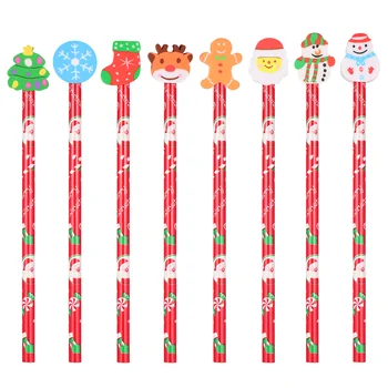 Toyvian 24шт Коледен молив с гумичка Мультяшные стационарни моливи за деца, студенти в произволен стил