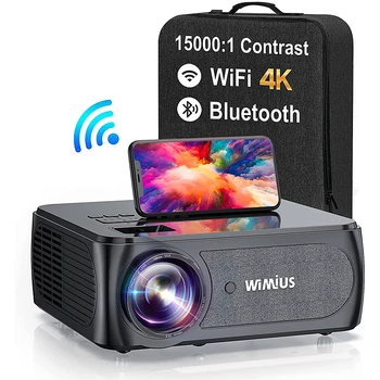 Проектор WIMIUS K8 5G WiFi, Bluetooth 9500 лумена Full HD 1080P, 4K 4P/4D Трапецеидальный увеличение