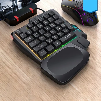 Детска клавиатура и мишка с 35 клавиши, USB, жичен мобилната клавиатура и мишка за киберспорта, набор от игри на клавишите и мишката, за да киберспорта, светещ ергономична клавиатура