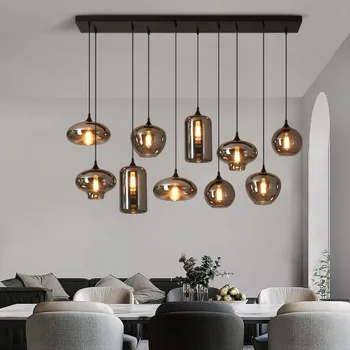 Висящи лампи от стъкло в скандинавски стил, Модерен ресторант, Кафене, Окачена лампа от Пепел, Творчески Бар, Осветление за кухня в хола.
