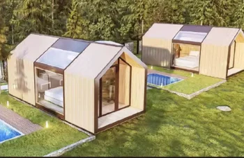 Мобилен дом на новия дизайн от леки стоманени сглобяеми курортни вили и къмпинги в стъклени контейнери