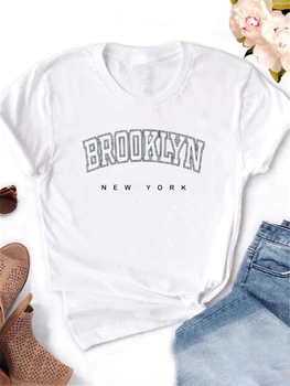 Женска тениска с принтом Бруклин, Забавни тениски, дамски градинска дрехи за почивка, тениска Camisas Mujer, хубава тениска за младо момиче